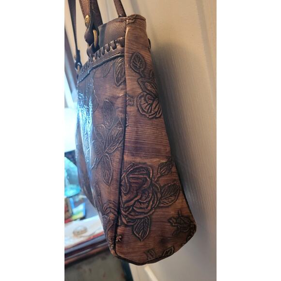 Patricia Nash Large English Garden Map Poppy Leather Tote Shoulder Bag Purse - Picture 6 of 16